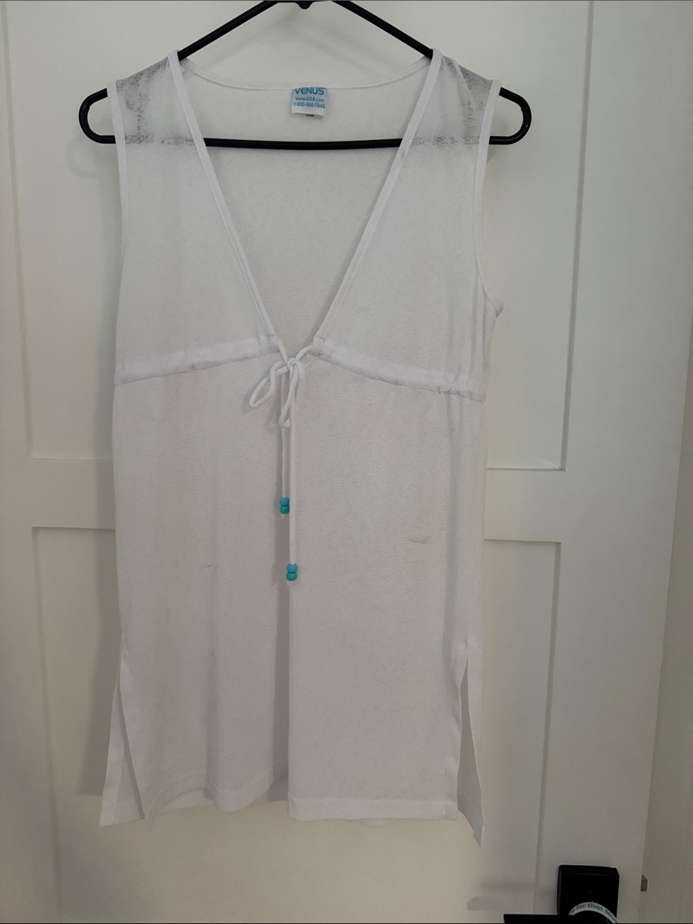 VENUS White Mesh Tie-Front Swim Cover Up Tunic